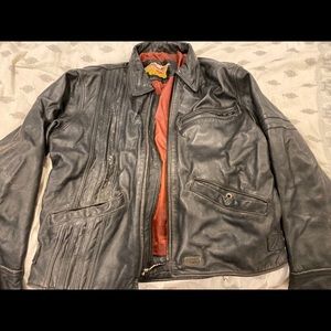 distressed vintage harley leather jacket